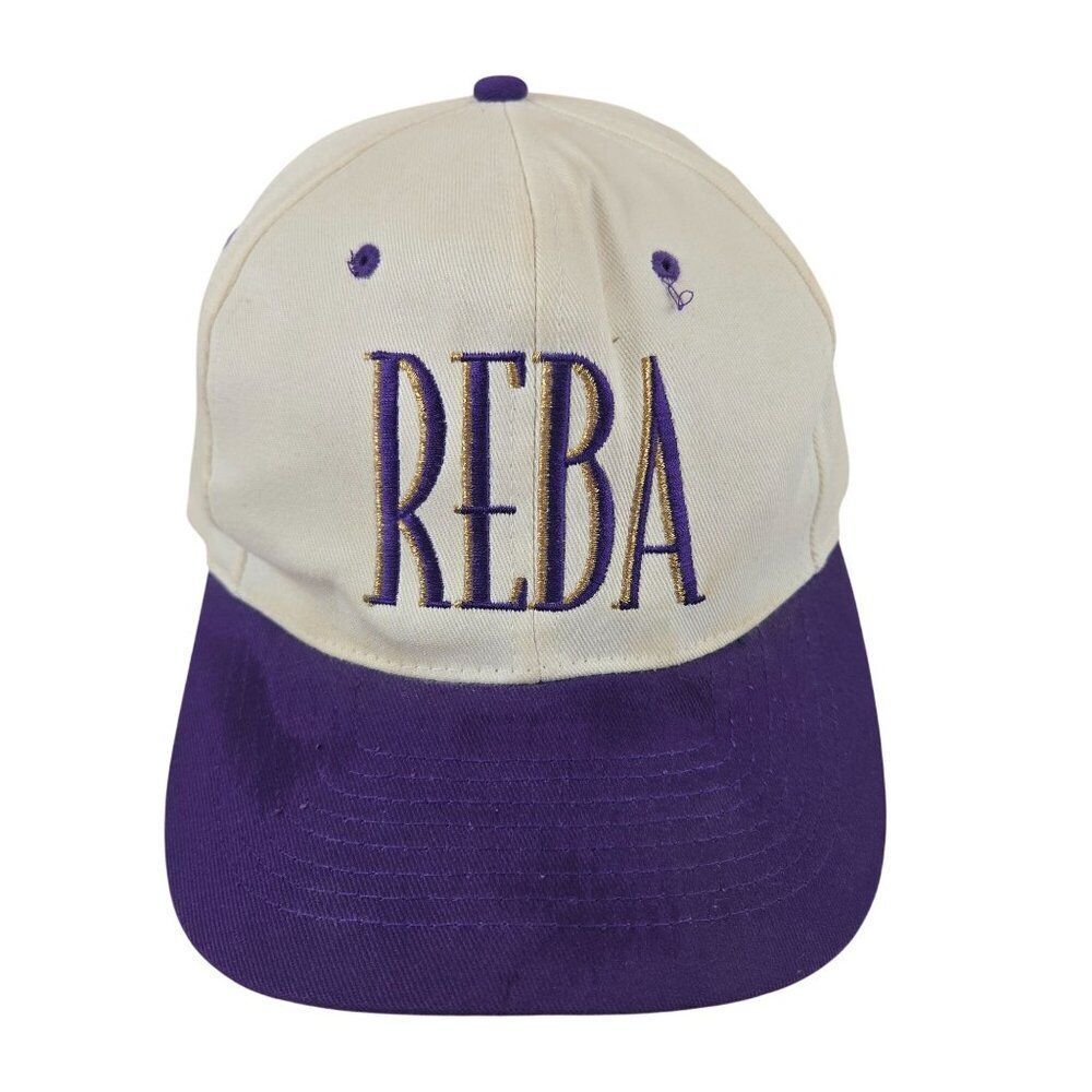 Vintage 90s Reba Embroidered Cap Hat White Purple Snapback Hat Read My Mind